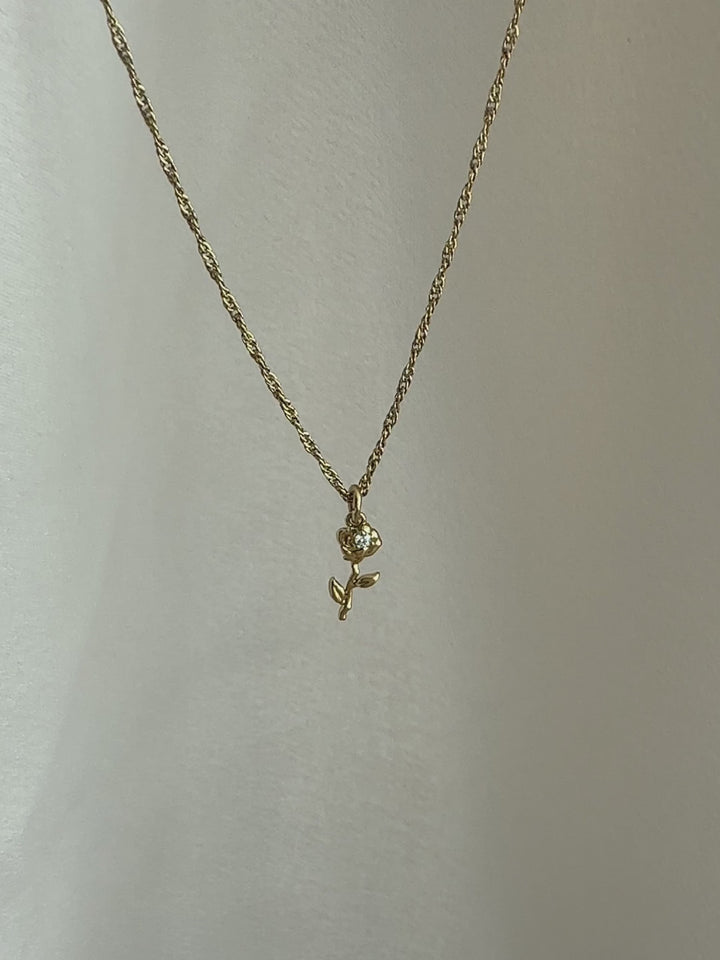 Olive & Piper June Rose Birthday flower Pendant Necklace