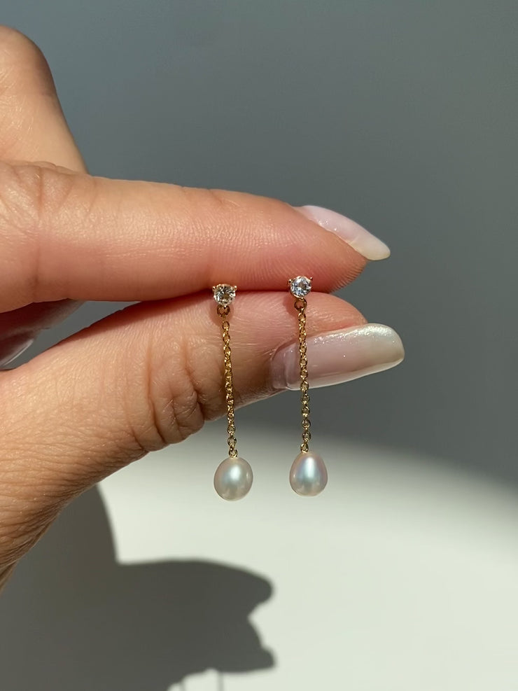 Tiny Pearl Drop Earrings Sterling Silver Stud Small Pearl 