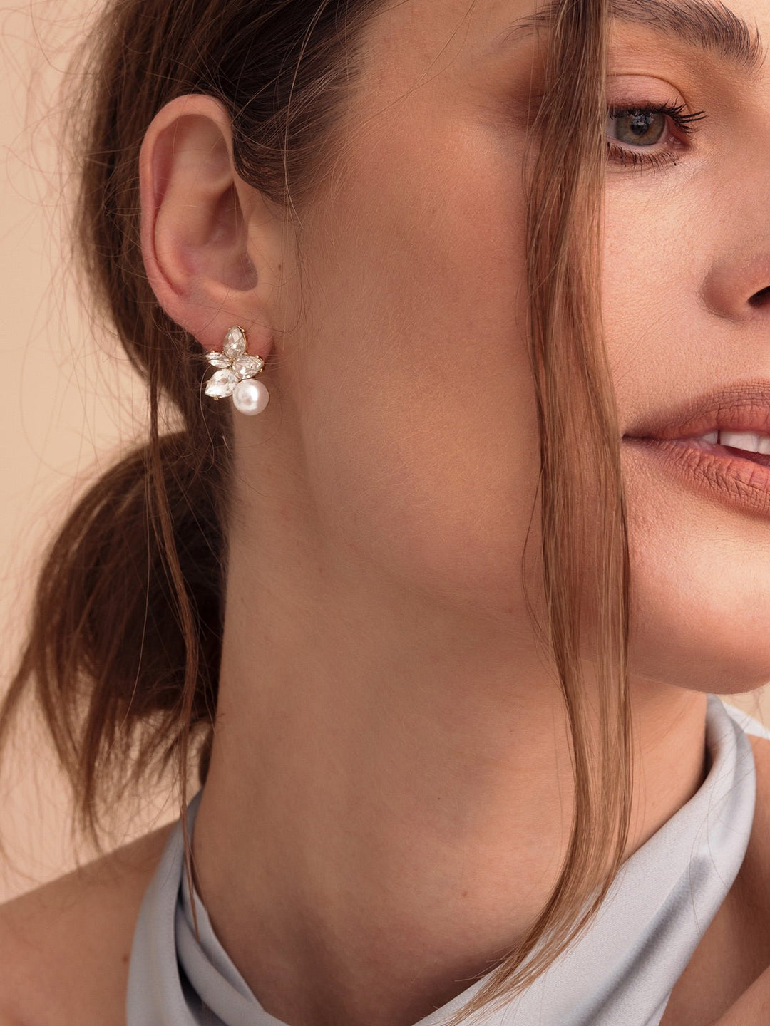 Chanel Gold Star Olive Faux Pearl Ear Cuff Earrings