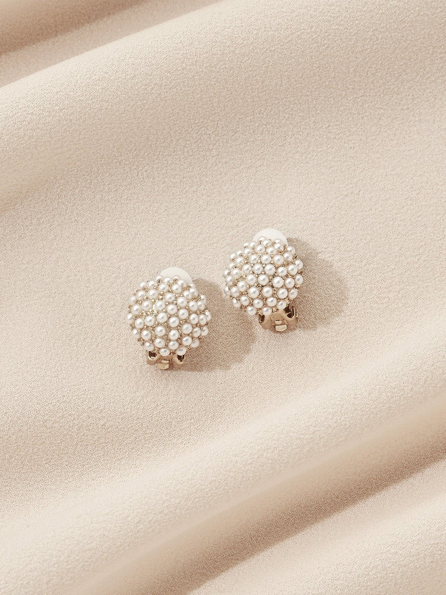 Olive & Piper Pearl Pave Clip-On Earrings | Fashion Jewelry