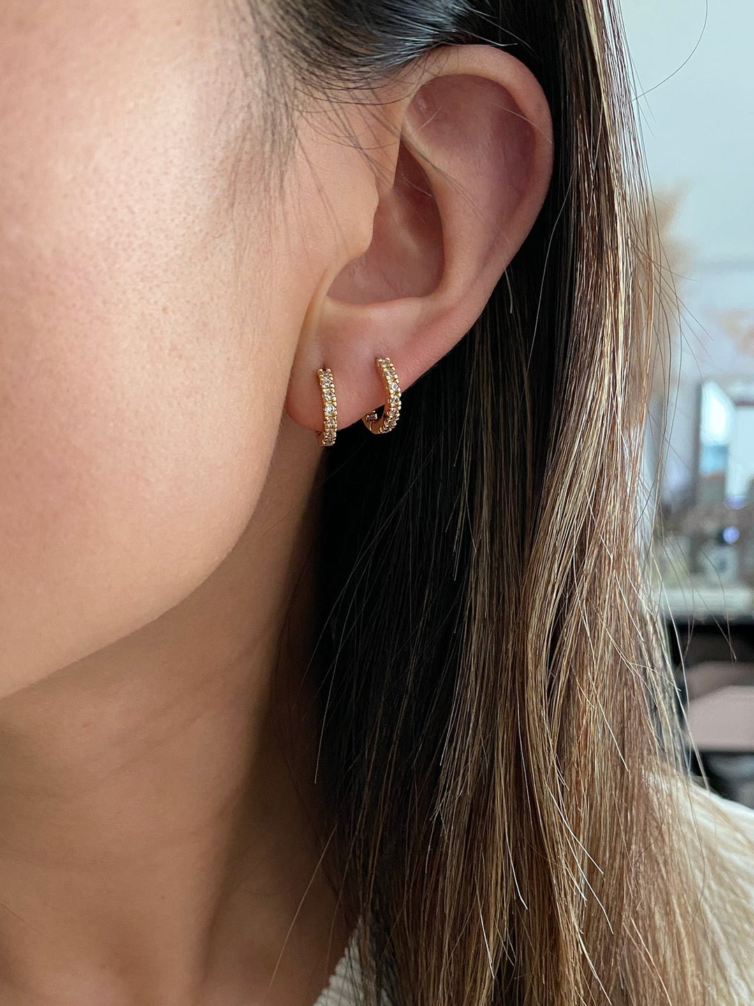  Dainty Tiny 18K Gold Huggie Hoop Earrings, 5 Pairs