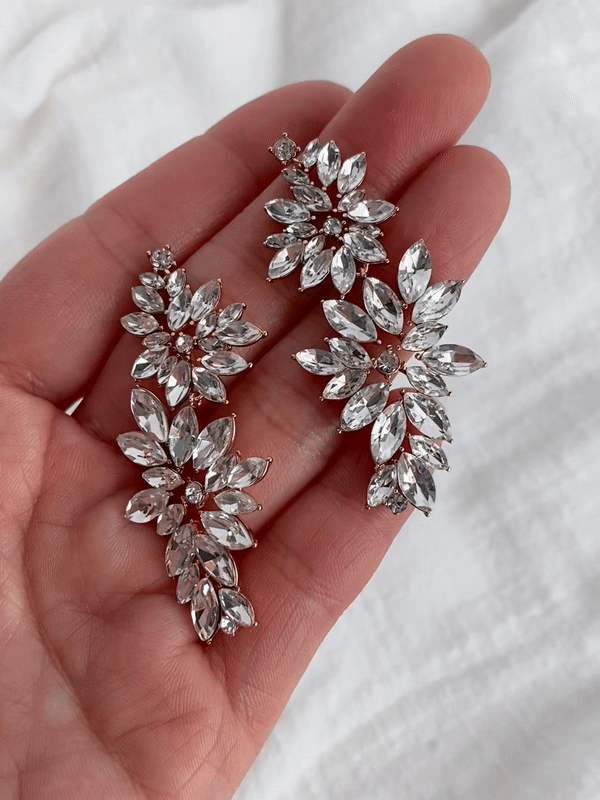 Flora Blossom Drop Earrings, White Gold and Diamonds